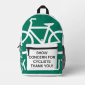 show concern for cyclists プリントバックパック (正面)