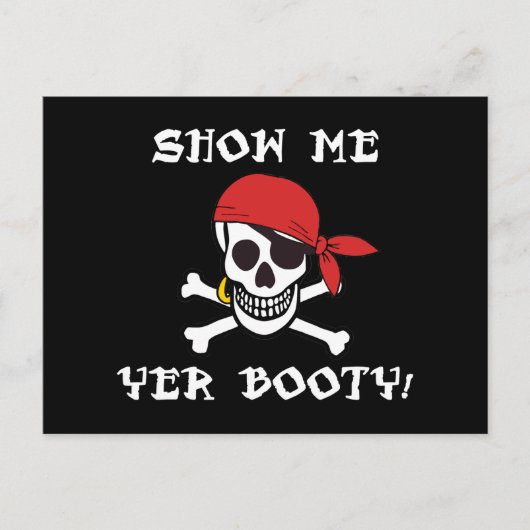 Show Me Yer Booty - Adult おもしろい Jolly Roger Umous ポストカード (正面)