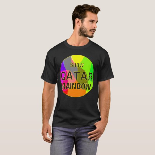 Show Qatar rainbow retro Tシャツ (正面フル)