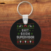 -show supervisorクリスマスセーター醜いおもしろいクリスマス キーホルダー (正面)