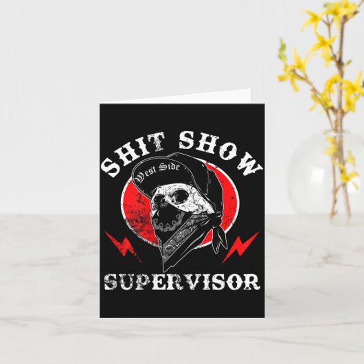 Show Supervisor Cool Boy Skull Sarcastic Work Humo カード (黄色い花)