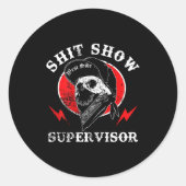 Show Supervisor Cool Boy Skull Sarcastic Work Humo ラウンドシール (正面)