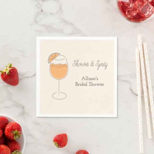 Shower and Spritz Bubbly Cocktail Bridal Shower スタンダードカクテルナプキン (インサイチュ)