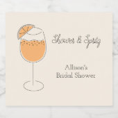 Shower and Spritz Bubbly Cocktail Bridal Shower スパークリングワインラベル (シングルラベル)