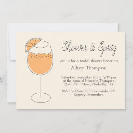 Shower and Spritz Bubbly Cocktail Bridal Shower 招待状