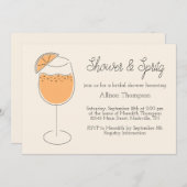 Shower and Spritz Bubbly Cocktail Bridal Shower 招待状 (正面/裏面)