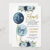 Shower by Mail Navy balloon baby shower boy 招待状 (正面/裏面)