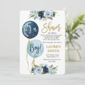 Shower by Mail Navy balloon baby shower boy 招待状 (スタンド正面)
