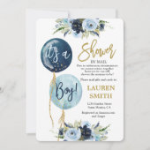 Shower by Mail Navy balloon baby shower boy 招待状 (正面)