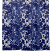 Shower Curtain - Blue and Silver Marble Pattern シャワーカーテン (正面)