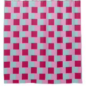 Shower curtain, checkered, pink fuchsia シャワーカーテン (正面)