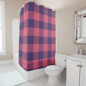 Shower Curtain Hot Pink Magenta Indigo Plaid シャワーカーテン (インサイチュ)