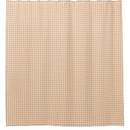 Shower curtain with a beige and white gingham  シャワーカーテン