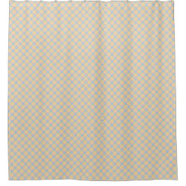 Shower curtain with blue and yellow plaid pattern  シャワーカーテン