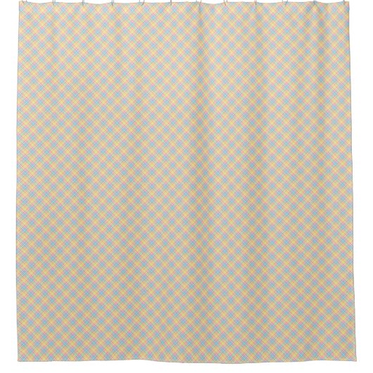 Shower curtain with blue and yellow plaid pattern  シャワーカーテン (正面)