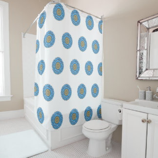 Shower Curtain with hand- drawn mandala design シャワーカーテン