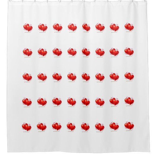 Shower Curtain with hearts. シャワーカーテン (正面)