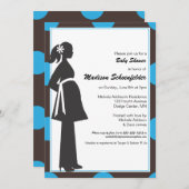 Shower Invitationsベビーのママ(青い) 招待状 (正面/裏面)