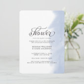 Shower Invite | 淡い青の水彩ストローク 招待状 (スタンド正面)