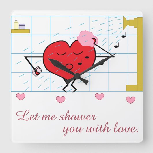 Shower Love:  スクエア壁時計 (正面)