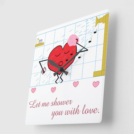 Shower Love:  スクエア壁時計 (傾斜)