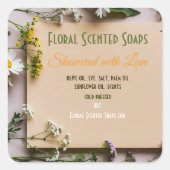 Showered with Love Floral Baby Shower Soap Favor スクエアシール (正面)