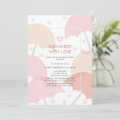 Showered with Love Pink Umbrellas Baby Shower 招待状 (スタンド正面)