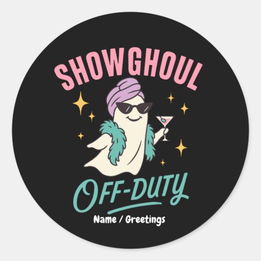 Showghoul Off-Duty Retro Halloween Glam Ghost Fun ラウンドシール (正面)