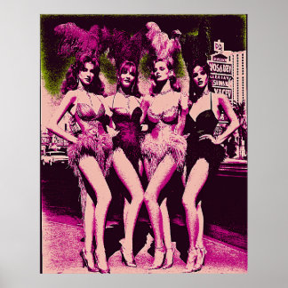 Showgirl Baddies Pink and Green Risograph  ポスター