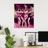 Showgirl Baddies Pink and Green Risograph  ポスター (ホームオフィス)