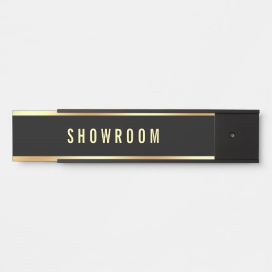 Showroom Black金ゴールドカスタマイズ可能な文字テンプレート サインプレート (正面)