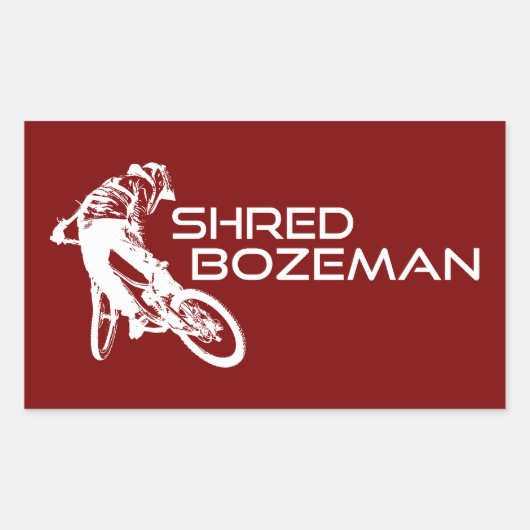 Shred Bozeman Montana Mountain Biking 長方形シール (正面)