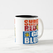 Shred Red Go Blue mug一口飲んでサポート! ツートーンマグカップ (正面右)