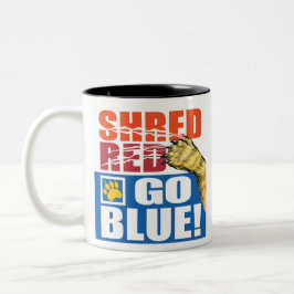 Shred Red Go Blue mug一口飲んでサポート！ ツートーンマグカップ