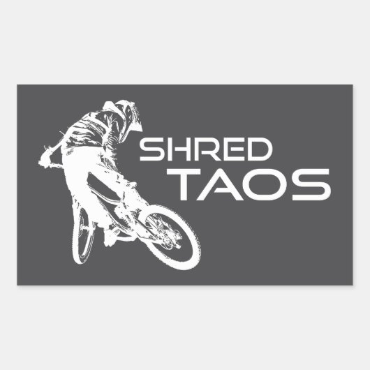 Shred Taos New Mexico Mountain Biking 長方形シール (正面)
