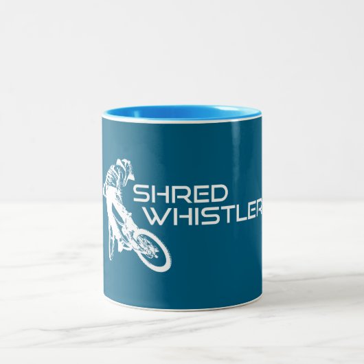 Shred Whistler British Columbia Mountain Biking ツートーンマグカップ (中央)