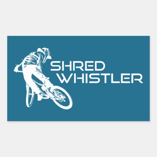 Shred Whistler British Columbia Mountain Biking 長方形シール (正面)