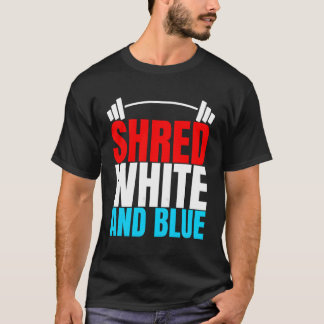 Shred White And Blueは重量挙げエクササイズ Tシャツ