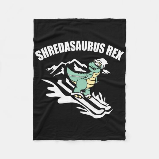 Shredasaurus Rex Ski Dinosaur Kids Funny Skiing Gi フリースブランケット (正面)