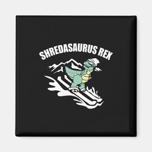 Shredasaurus Rex Ski Dinosaur Kids Funny Skiing Gi マグネット (正面)