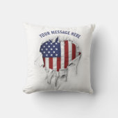 Shredded, Ripped and Torn American Flag Throw Pill クッション (正面)