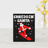  shreddin'サンタ 面白いサンタクロース スノーボード Xマス カード (黄色い花)