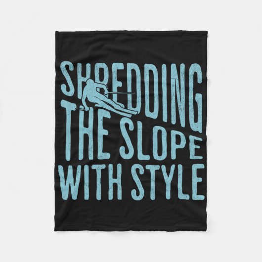 Shredding The Slope Skiing Shirt Funny Winter Spor フリースブランケット (正面)