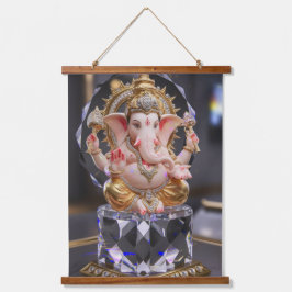 Shree Ganesha Crystal & Diamond Sculpture Ha 吊り下げ型タペストリー