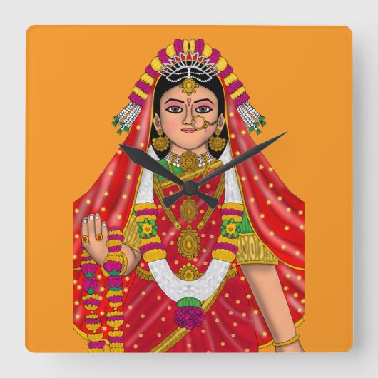 Shree Radha Wall Clock スクエア壁時計 (正面)