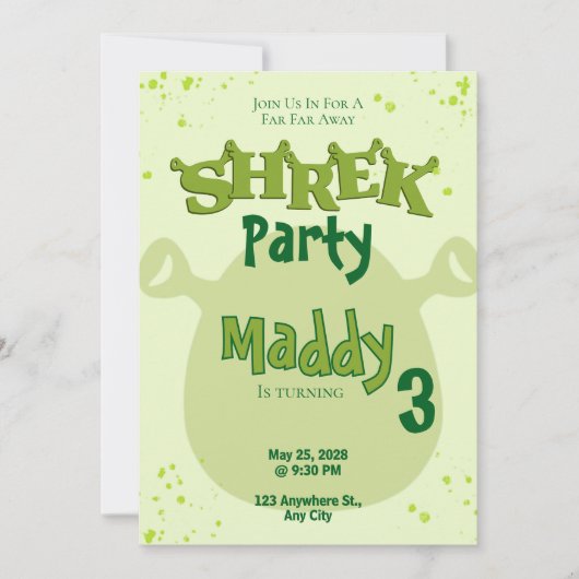 Shrek Inspired Birthday Invitation | Far Far Away 招待状 (正面)