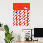 SHREMPLYかわいいレトロホワイトオレンジ子供部屋カスタム ポスター (ホームオフィス)