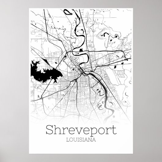 Shreveportマップ – Loiusiana – 市内地図ポスター ポスター (正面)