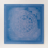 Shri Yantra Mandala:青 ジグソーパズル (横)