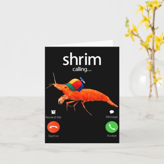 Shrim Is Calling, Misspelled Shrimp Incoming Call  カード (黄色い花)